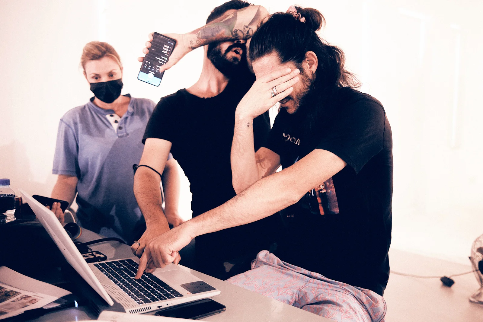 Behind the scenes moment from professional photography production