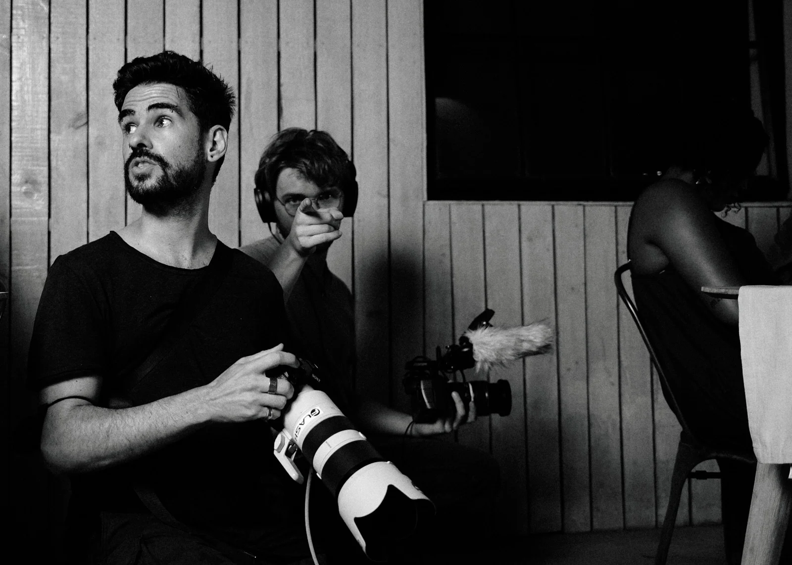 Behind the scenes moment from professional photography production