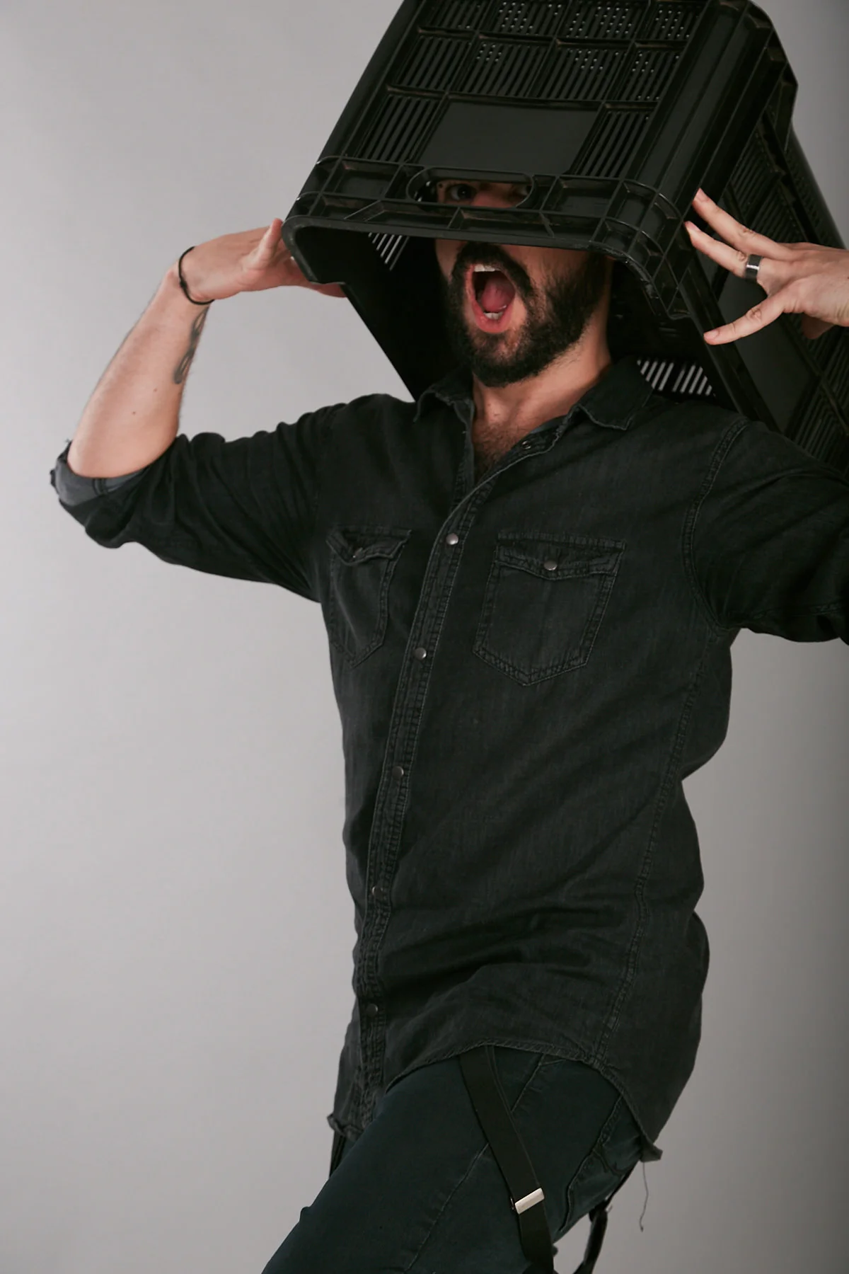 Behind the scenes moment from professional photography production