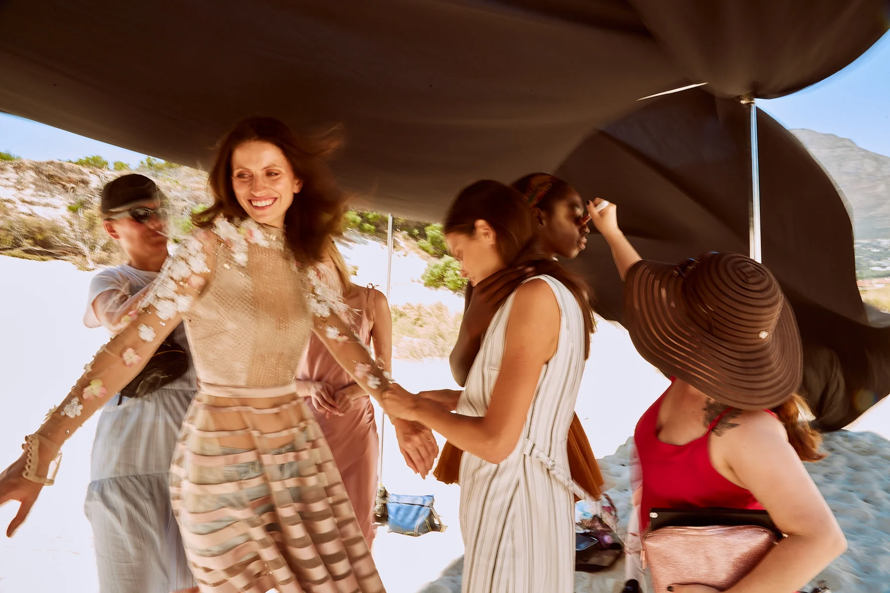 Behind the scenes moment from professional photography production