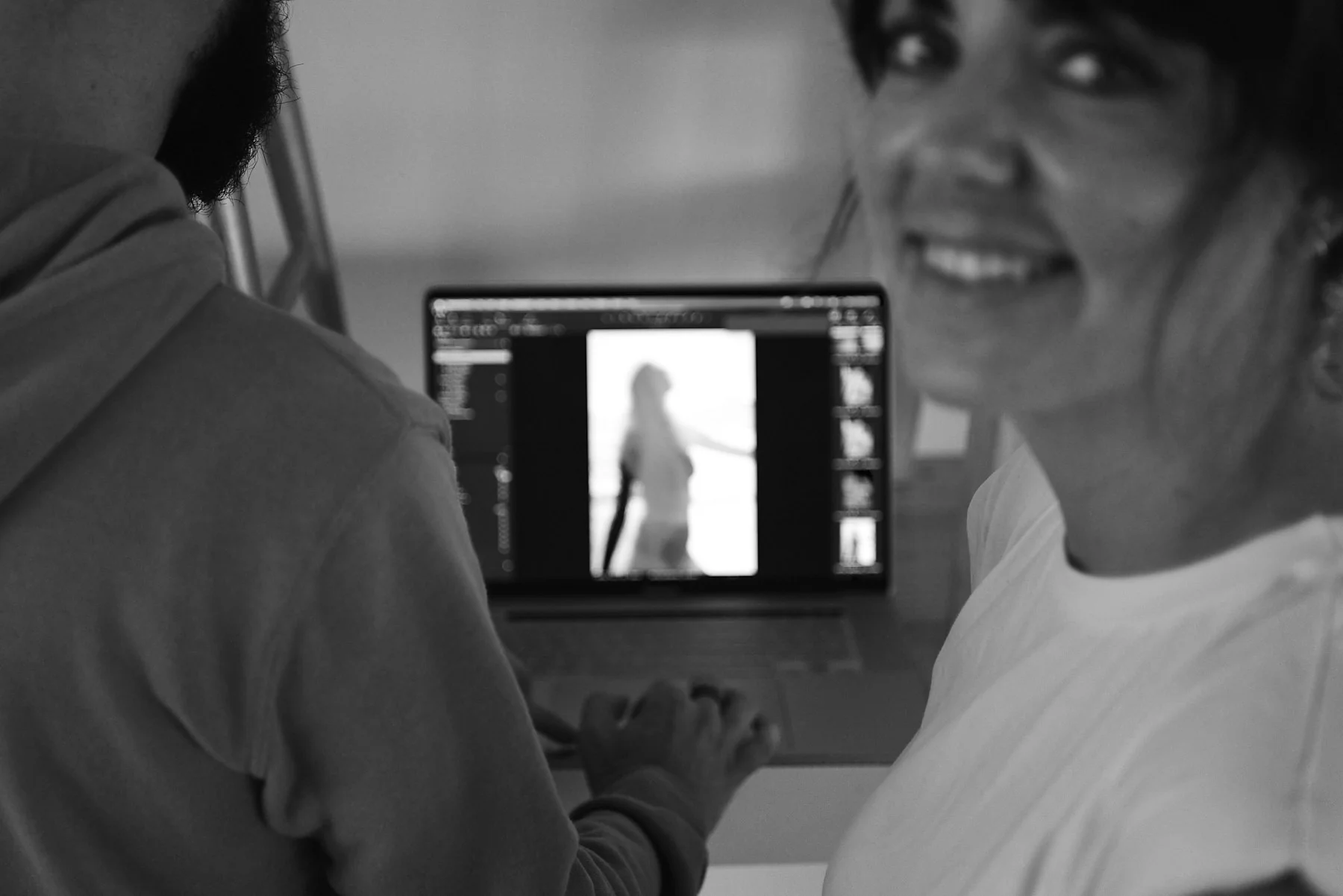 Behind the scenes moment from professional photography production