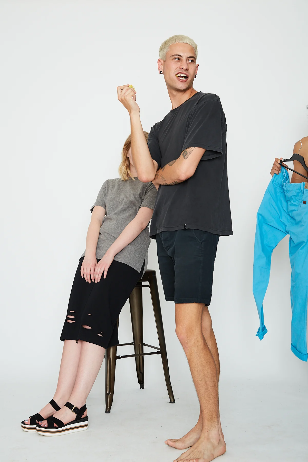 Behind the scenes moment from professional photography production