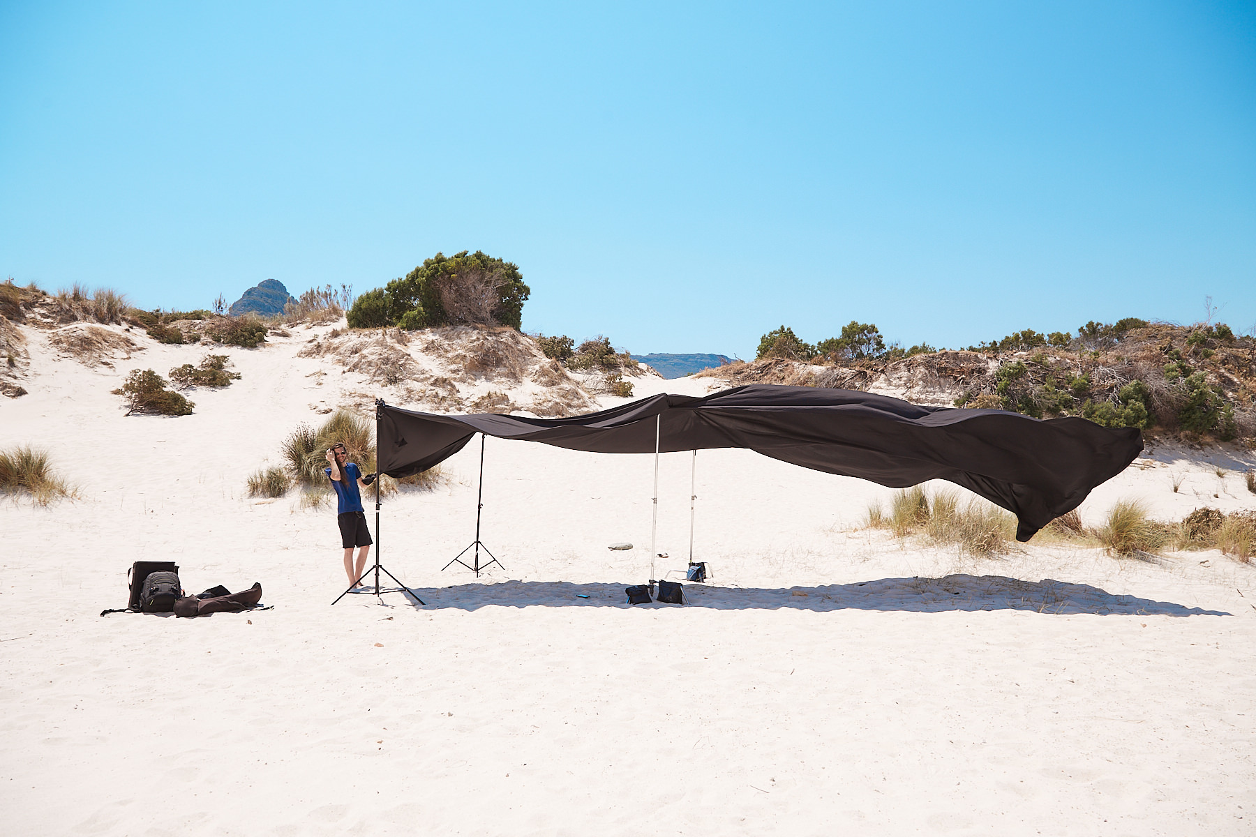 Behind the scenes moment from professional photography production