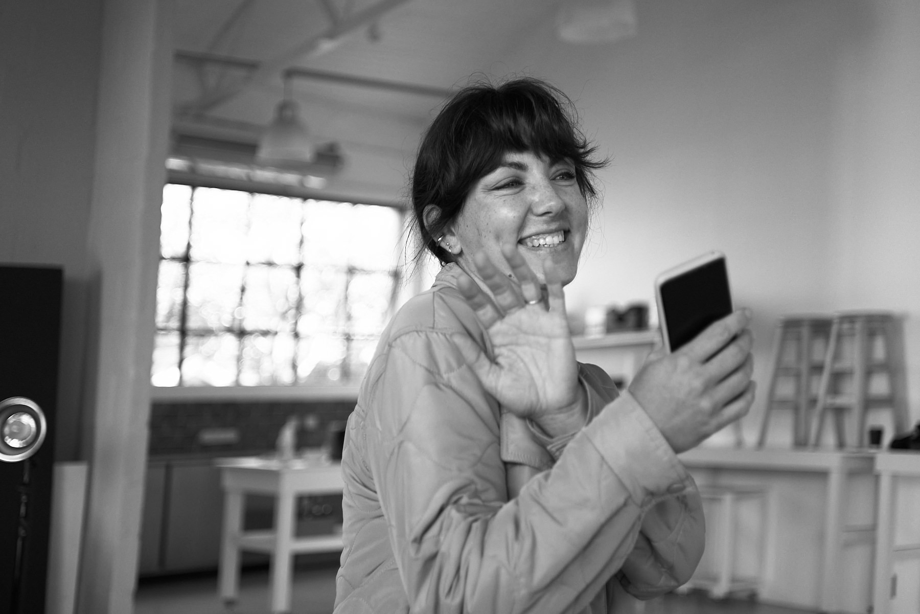 Behind the scenes moment from professional photography production