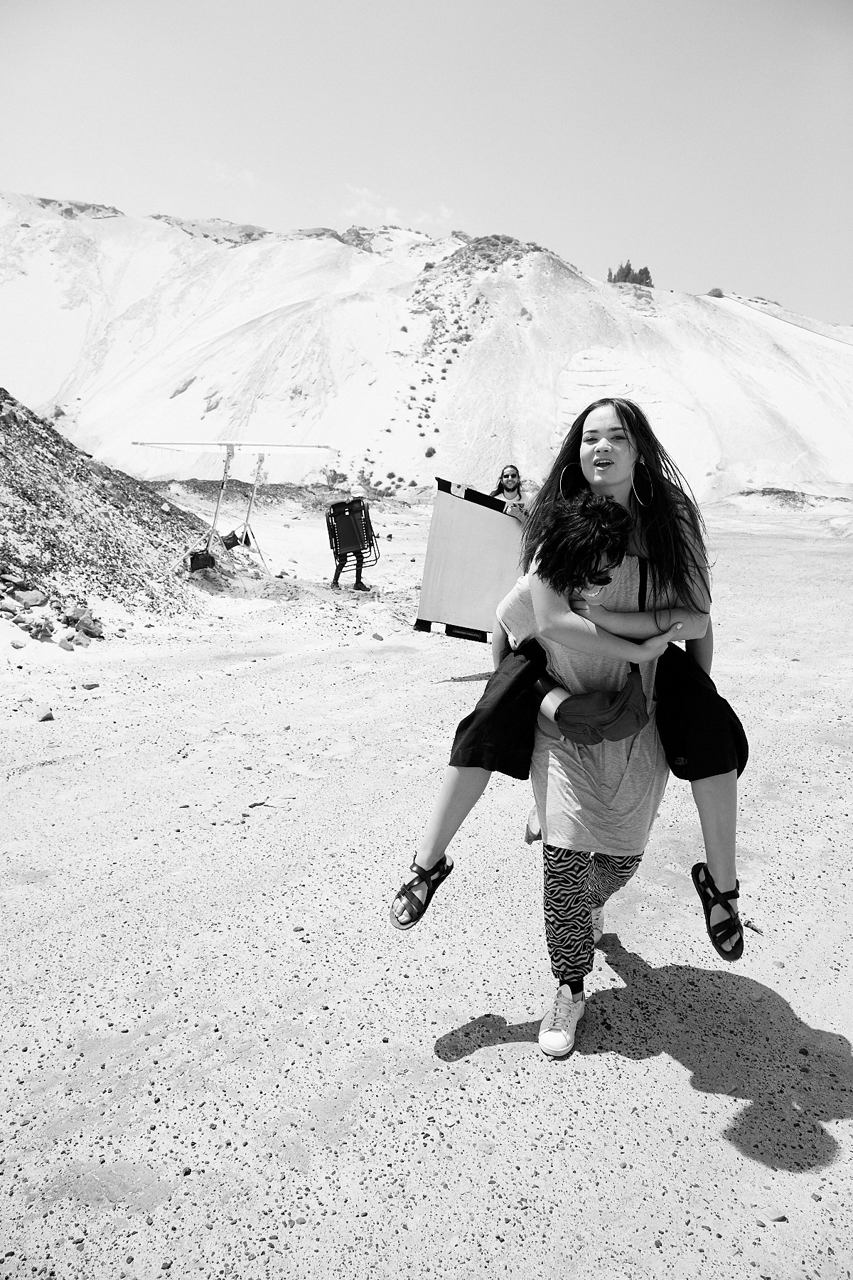 Behind the scenes moment from professional photography production