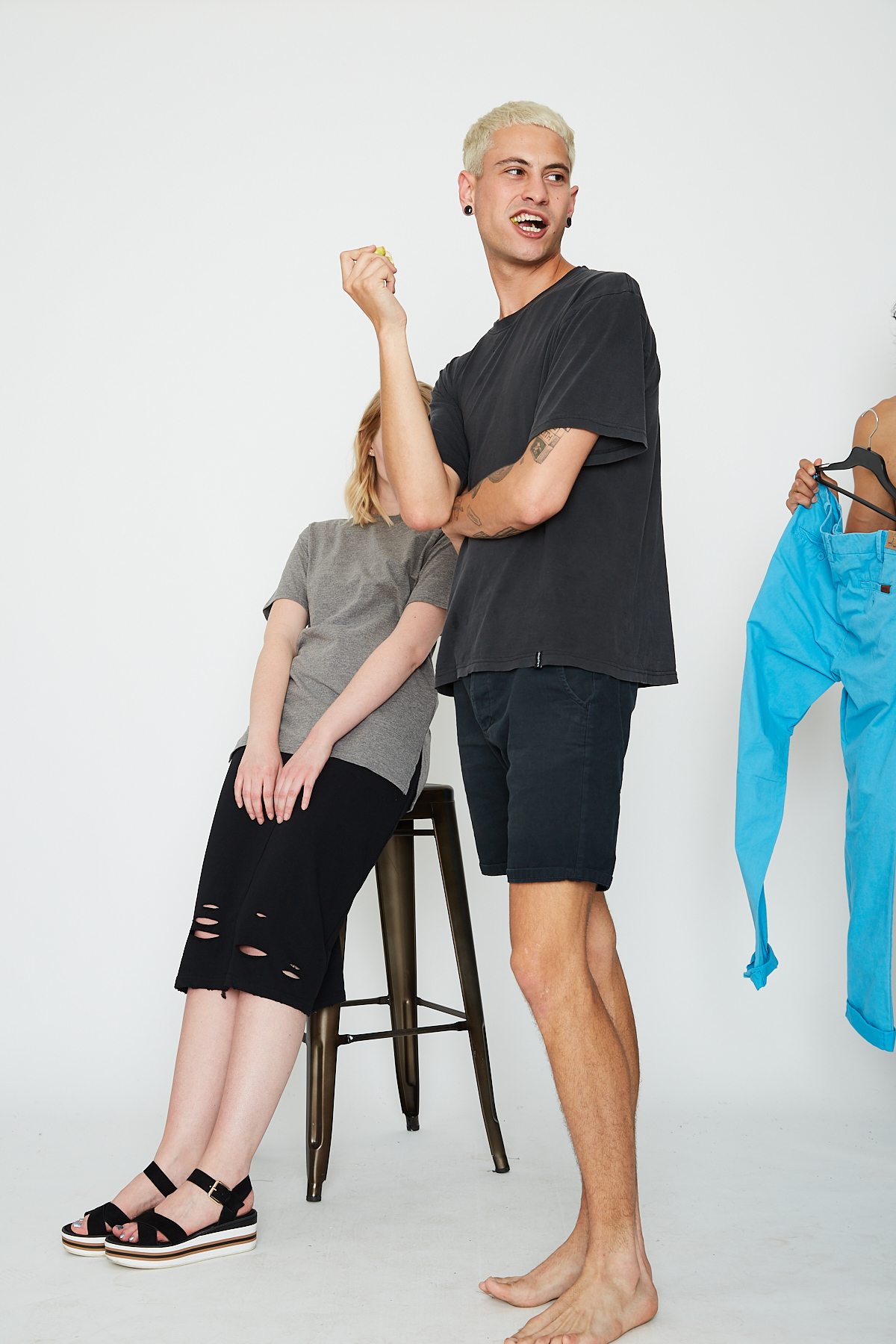 Behind the scenes moment from professional photography production